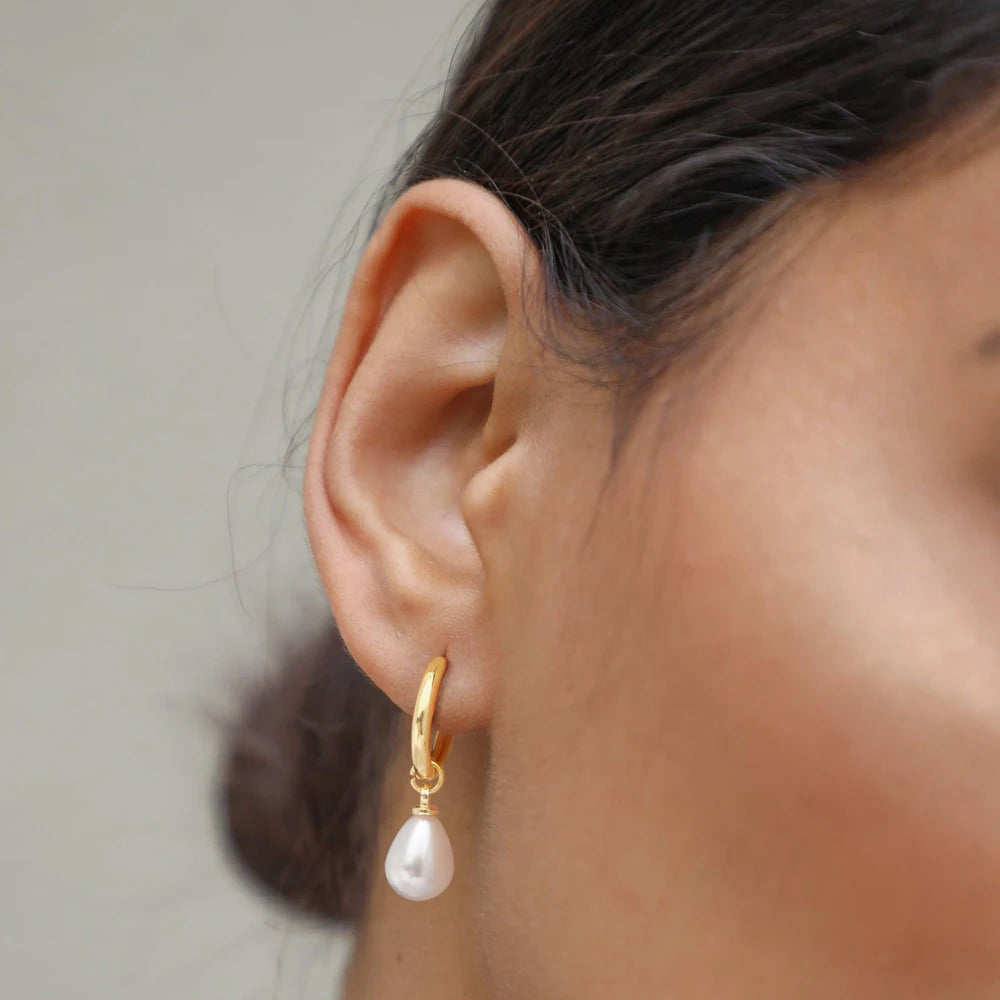 Enchanted Pearl Hoop Drop Earrings
