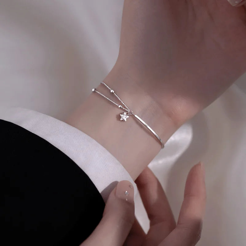 Minimalist Silver Star Bracelet