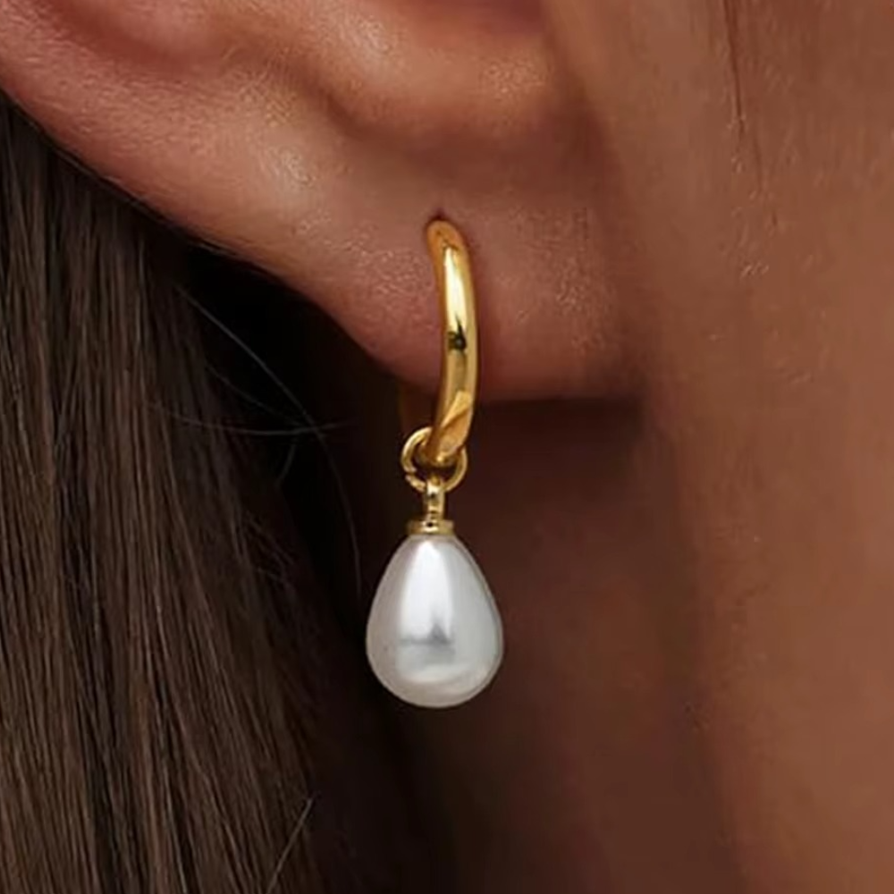 Enchanted Pearl Hoop Drop Earrings