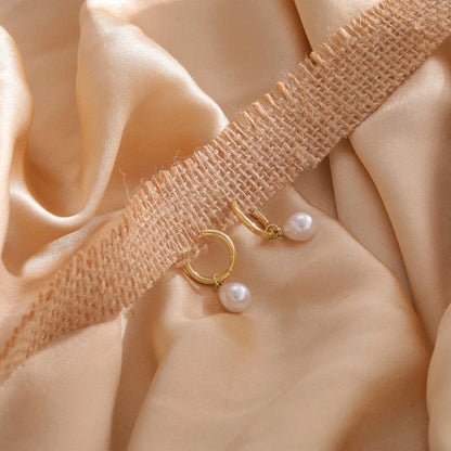 Enchanted Pearl Hoop Drop Earrings