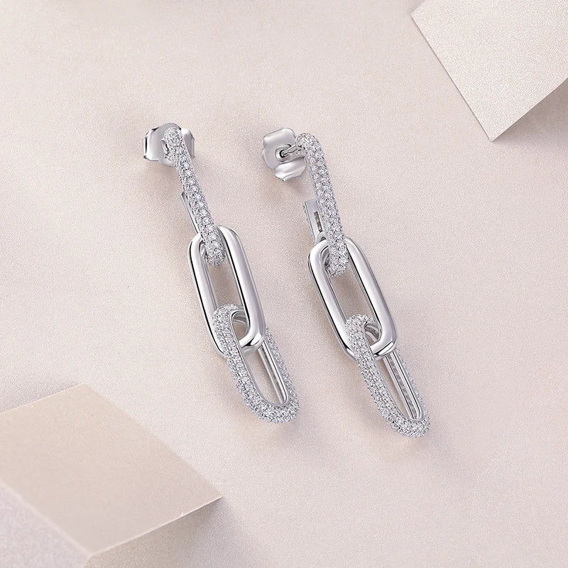 Radiant Shiny Chain Link Drop Earrings